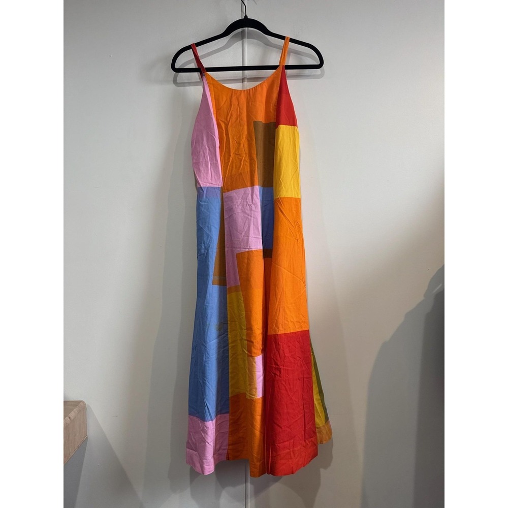 VTG Marimekko Dress 2 Piece Set Womens Medium Multicolor Colorblock Finland 80s